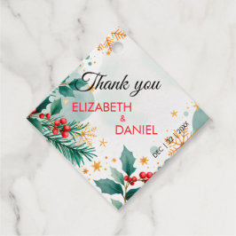 Elegant Guld Watercolor Holly-favorittaggar för ju Gåvor Etiketter