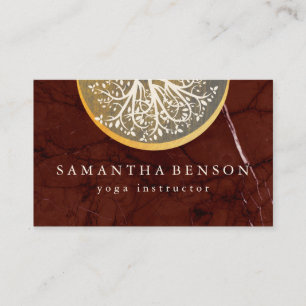Elegant Guld Watercolor Träd Yoga och Meditation B Visitkort