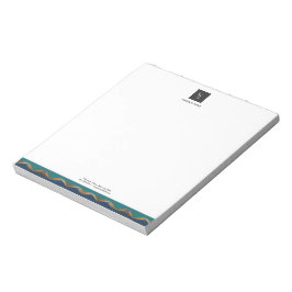 Elegant Guld Wave Blue Teal Logotyp Business Anteckningsblock