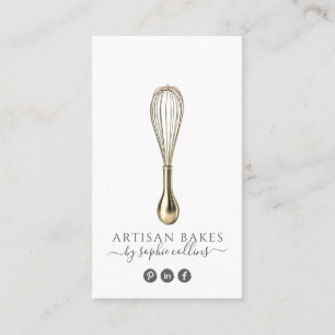 Elegant Guld Whisk Baker Bakery Pastry Chef Visitkort