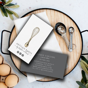 Elegant Guld Whisk Baker Bakery Pastry Chef Visitkort
