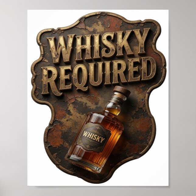 Elegant guld WHISKY KRÄVS Design Poster (Framsidan)