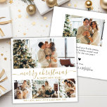 Elegant Guld White 4 Photo Collage jul Holid Julkort<br><div class="desc">Elegant Calligraphy Minimalist White and Guld 4 Photo Collage God jul Script Helgdag Card. Den här sjutna, imimalistiska, vimistiska 4 (4) fotokortsmallen innehåller en söt fotokollage och säger "God jul och Gott nytt år"! Texten "God jul" hälsning är skriven i ett vackert handskrivet, snabbt och färdigt, svan i guld på...</div>