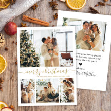 Elegant Guld White 4 Photo Collage jul Holid