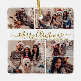 Elegant Guld White 5 Photo Collage jul Julgransprydnad Keramik