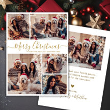 Elegant Guld White 5 Photo Collage jul