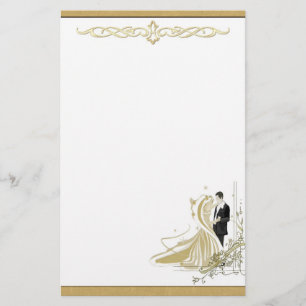 Elegant Guld & White Bröllop Stationery Brevpapper
