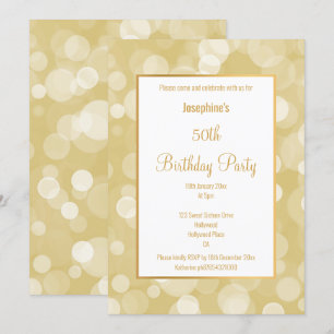ELEGANT GULD WHITE BUBBLE ANPASSNINGSBAR BIRTHDAY INBJUDNINGAR
