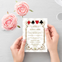 Elegant Guld White Casino Las Vegas Poker Bröllop Inbjudningar