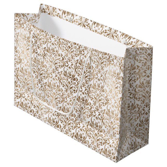 Elegant Guld White Chic Damask (Framsidan Vinklad)
