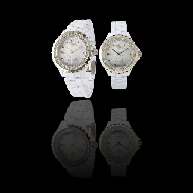 Elegant Guld White Faux Marble Anpassningsbar Armbandsur (Skapare uppladdad)