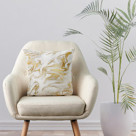 Elegant Guld White Faux Marble jul Kudde