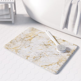 Elegant Guld White Faux Marble Mönster Badrumsmatta
