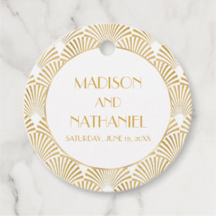 Elegant Guld White Geometric Art Deco Bröllop Gåvor Etiketter