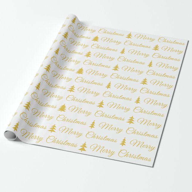 Elegant Guld White God jul citat Presentpapper (Utrullad)