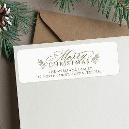 Elegant Guld White God jul Returadress Returadress Etikett