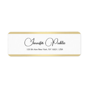 Elegant Guld White Hand Script-Returadress Returadress Etikett