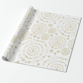 Elegant Guld White Handrawn Chrismas Mönster Presentpapper