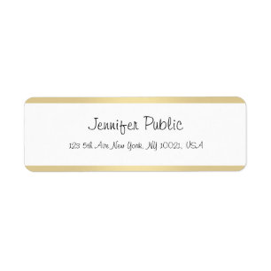 Elegant Guld White Handskript Namn Simple Modern Returadress Etikett