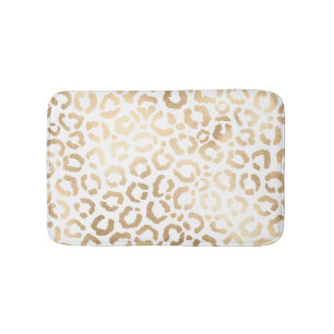 Elegant Guld White Leopard Cheetah Animal Print Badrumsmatta