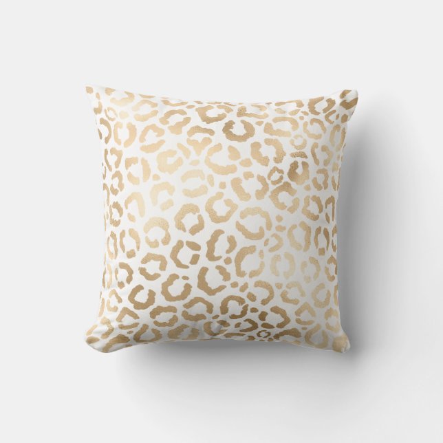Elegant Guld White Leopard Cheetah Animal Print Kudde (Framsida)