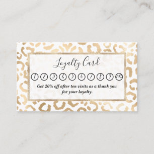 Elegant Guld White Leopard Cheetah Animal Print Lojalitetskort