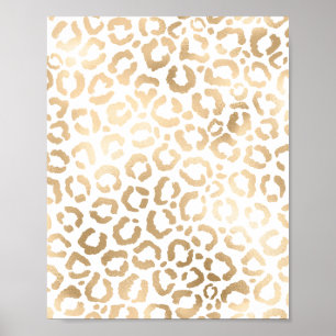 Elegant Guld White Leopard Cheetah Animal Print Poster