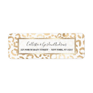 Elegant Guld White Leopard Cheetah Animal Print Returadress Etikett