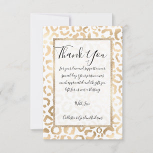 Elegant Guld White Leopard Cheetah Animal Print Tack Kort
