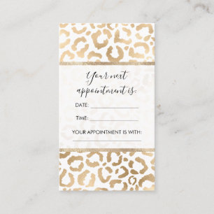 Elegant Guld White Leopard Cheetah Animal Print Tidsbeställning Kort