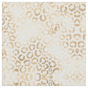 Elegant Guld White Leopard Cheetah Animal Print Tyg
