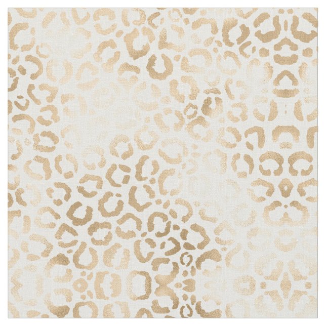 Elegant Guld White Leopard Cheetah Animal Print Tyg (Närbild)