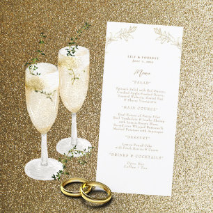 Elegant Guld & White Long Menu Meny