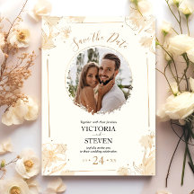 Elegant Guld Wildblommor Photo Boho Bröllop