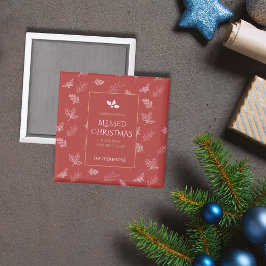 Elegant Guld Winter Löv Red jul Magnet