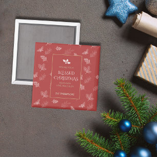 Elegant Guld Winter Löv Red jul Magnet