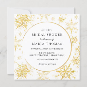 Elegant Guld Winter Snowflake Möhippa Inbjudningar