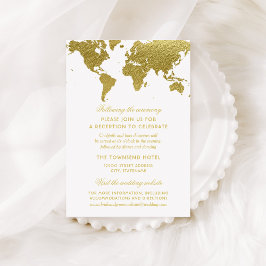 Elegant Guld World Map Wediting Reception Tilläggskort