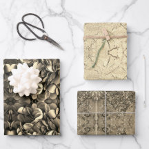 Elegant Guld Wrapping Papper Flat Lakan set av 3