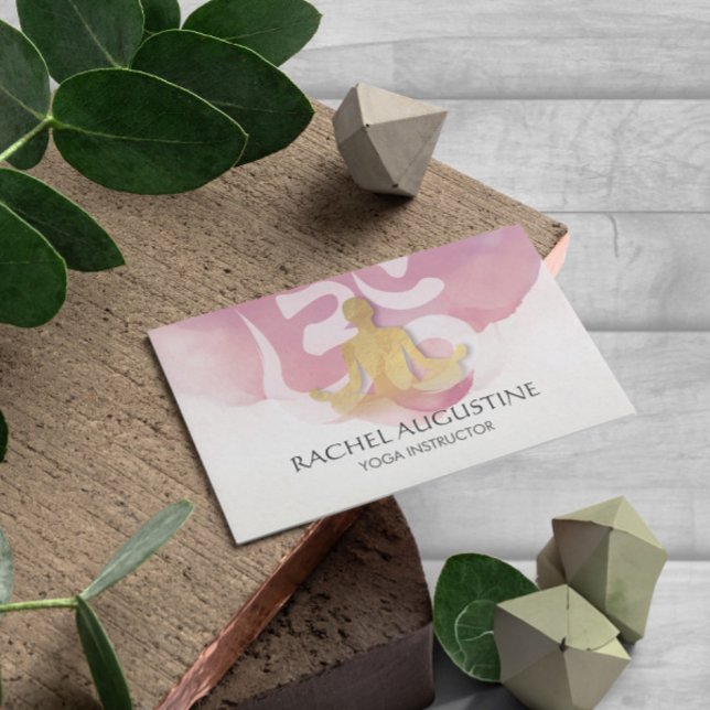 Elegant Guld Yoga Meditation Instructor om symbol Visitkort (Skapare uppladdad)