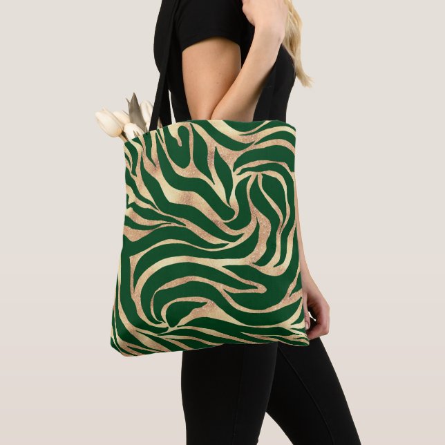 Elegant Guld Zebra Grönt Animaliska utskrifter Tygkasse (Närbild)