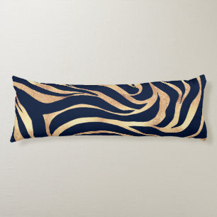 Elegant Guld Zebra Nay-Blue Animal Print Kroppskudde