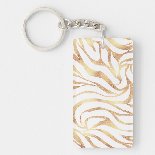 Elegant Guld Zebra White Animal Print (Framsidan)