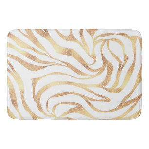 Elegant Guld Zebra White Animal Print Badrumsmatta