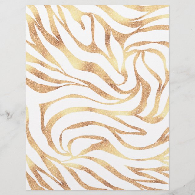Elegant Guld Zebra White Animal Print Brevhuvud (Framsida)