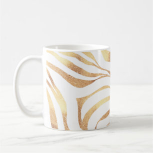 Elegant Guld Zebra White Animal Print Kaffemugg