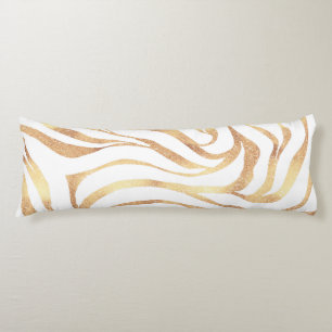 Elegant Guld Zebra White Animal Print Kroppskudde