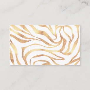 Elegant Guld Zebra White Animal Print Visitkort