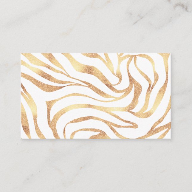 Elegant Guld Zebra White Animal Print Visitkort (Framsida)