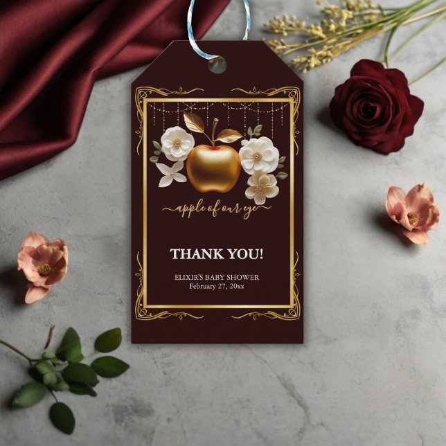 Elegant Guldäpple i Ögats Ljus Barnkalas Presentetikett (Skapare uppladdad)